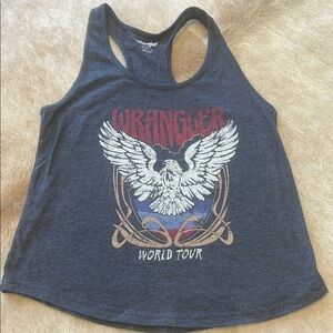 Wrangler World Tour Eagle Tank Top - Red, White, Blue -over sized